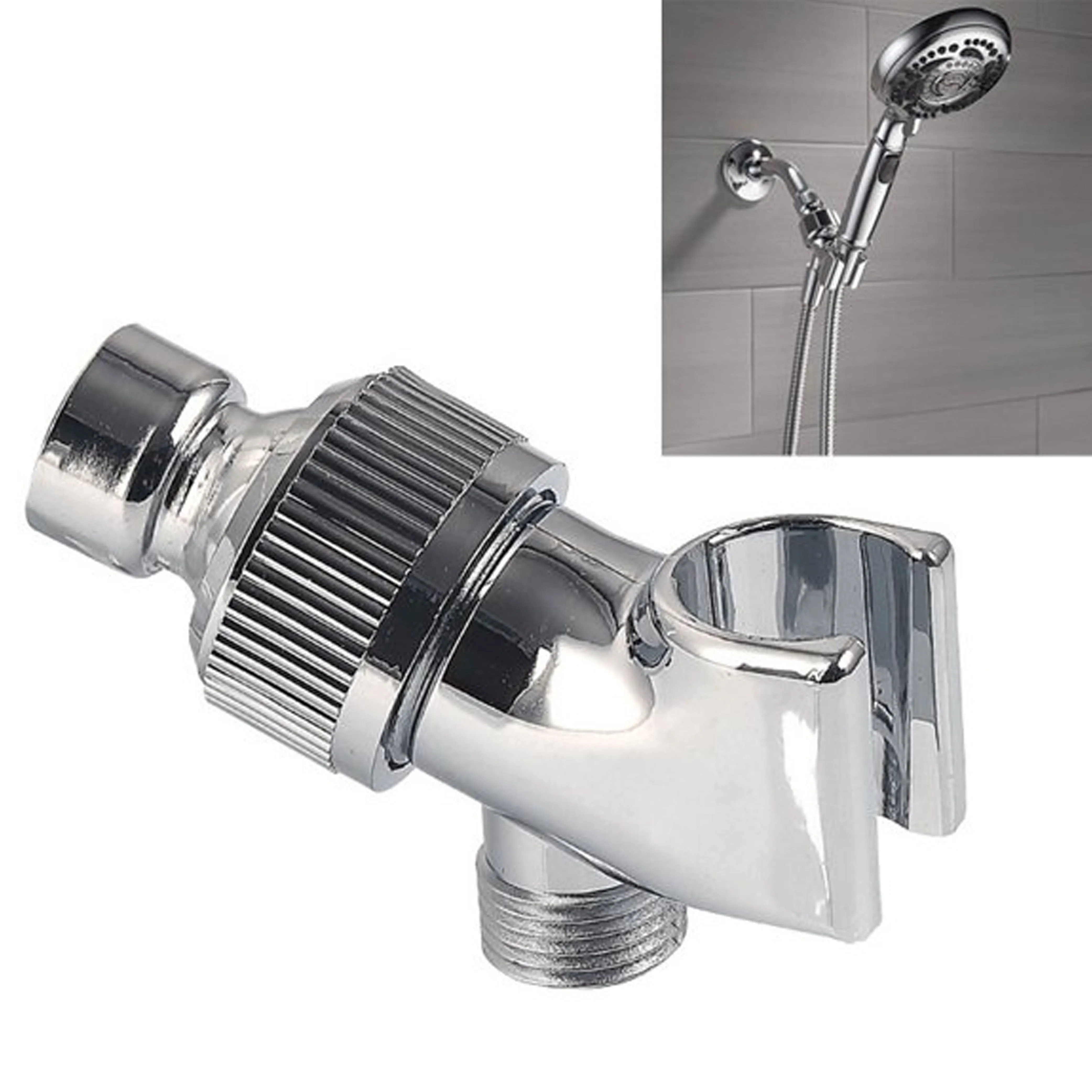 1 Pc Shower Head Wall Holder Arm Handset Chrome Bathroom Mount Plastic Standard