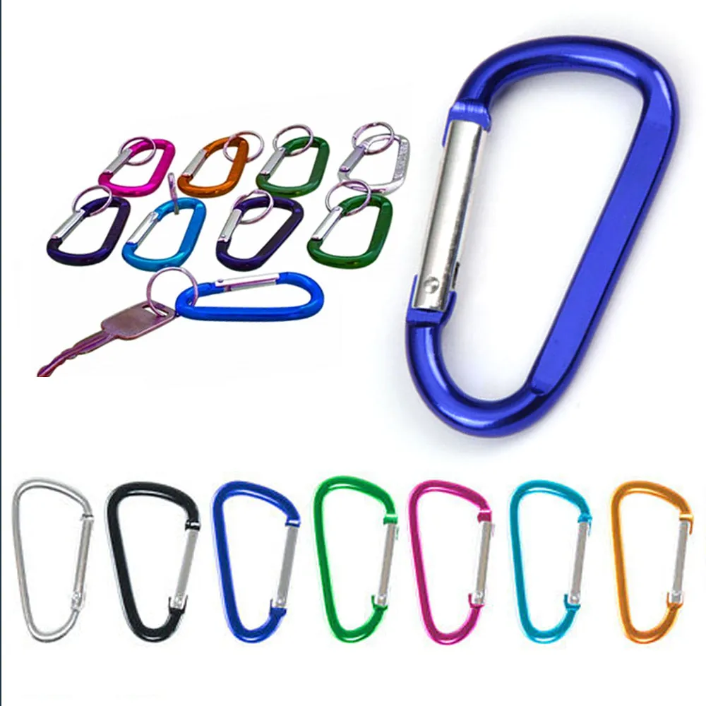 12 Pc Aluminum D Ring Carabiners Grocery Bag Holder Handle Stroller Hooks Colors