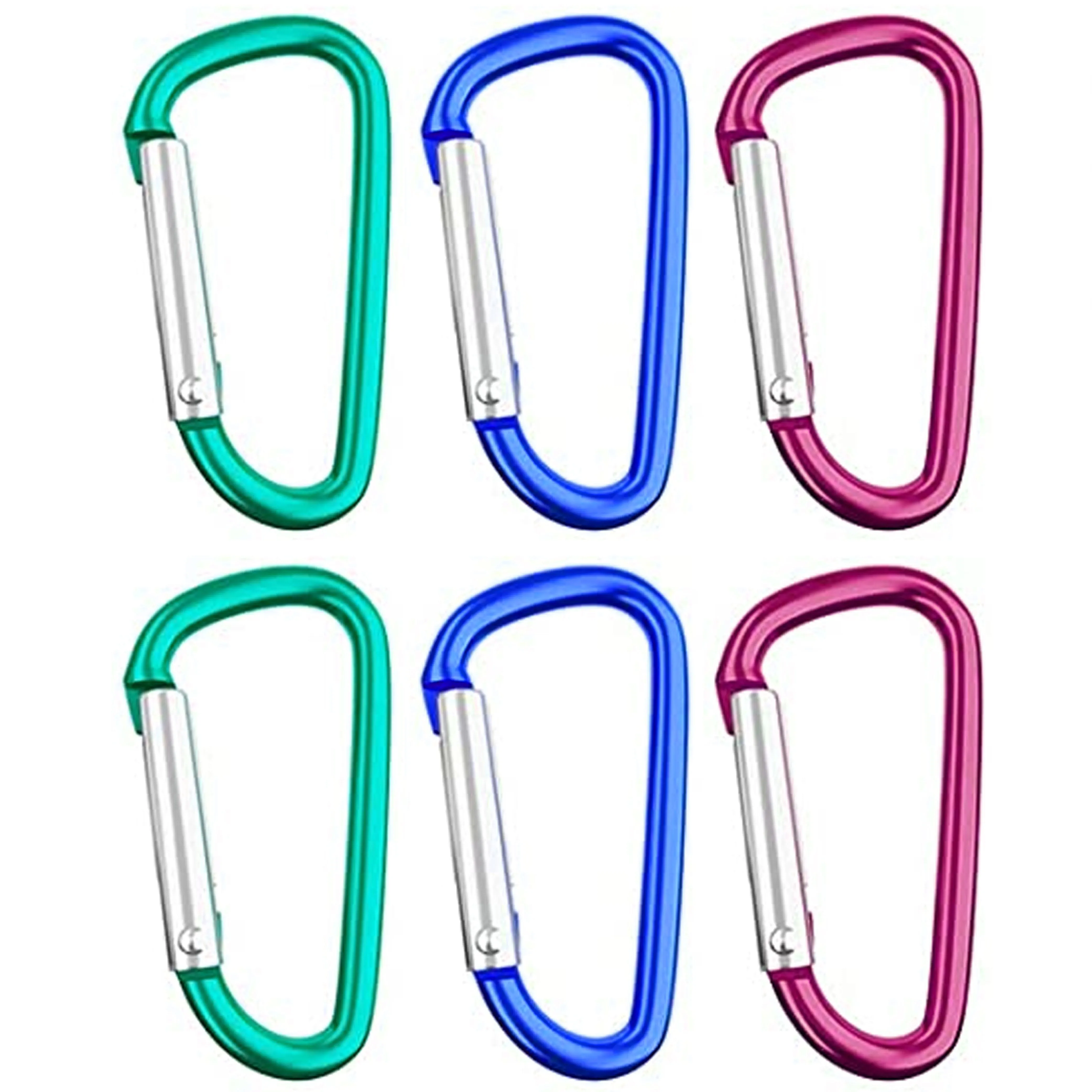 12 Pc Aluminum D Ring Carabiners Grocery Bag Holder Handle Stroller Hooks Colors