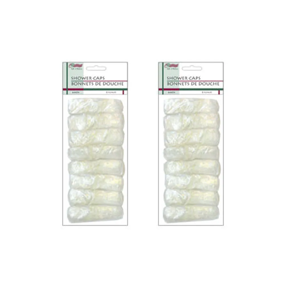 16 Disposable Shower Caps Clear Elastic Plastic Home Hotel Bath Hair Shower Cap