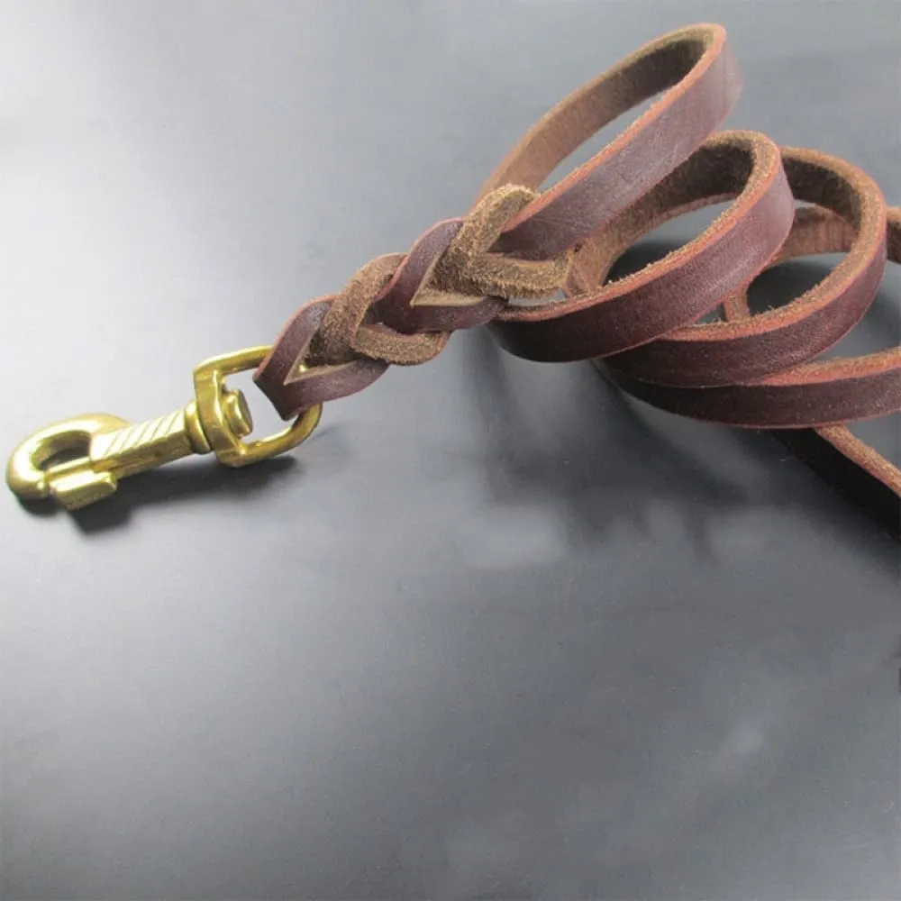 1.8m 2.8m Braided Real Leather Dog Leash
