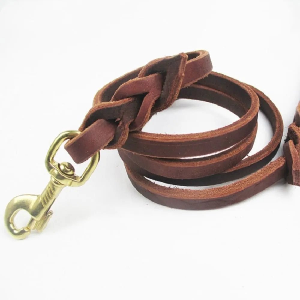 1.8m 2.8m Braided Real Leather Dog Leash
