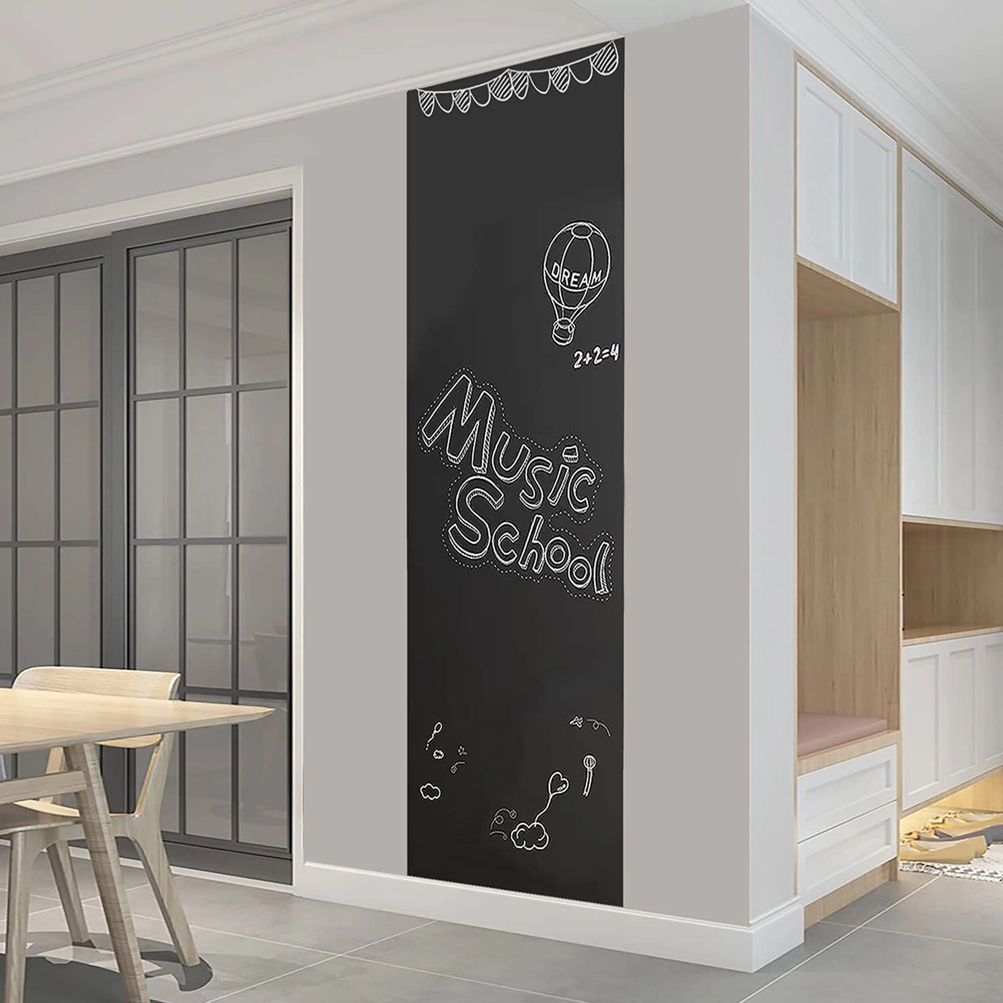 2 Pc Adhesive Blackboard Black Chalkboard Chalk Board Wall Sticker Decals 8 Feet