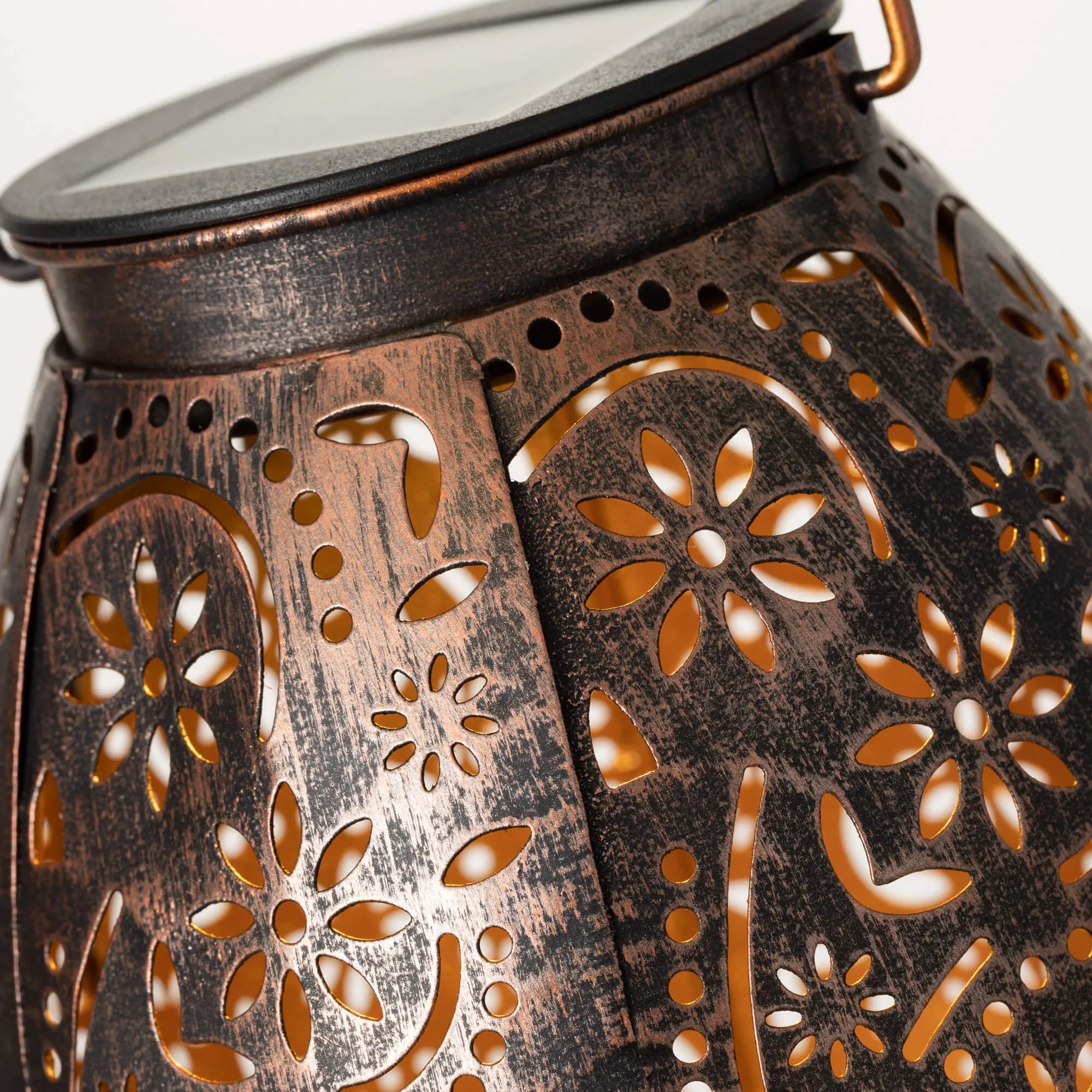 9" Hanging Lantern Solar Light, Copper