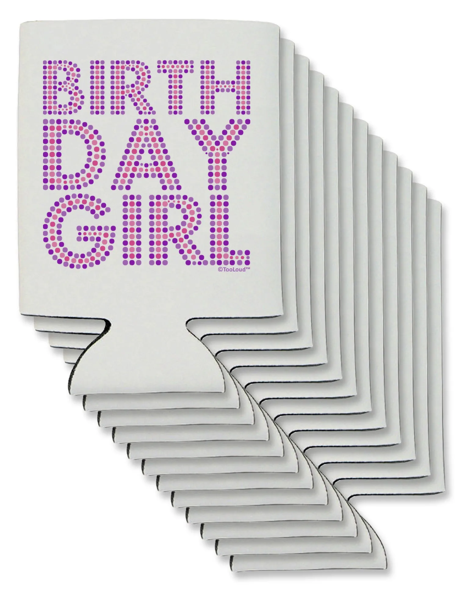 Birthday Girl - Pink and Purple Dots Can / Bottle Insulator Coolers by TooLoud