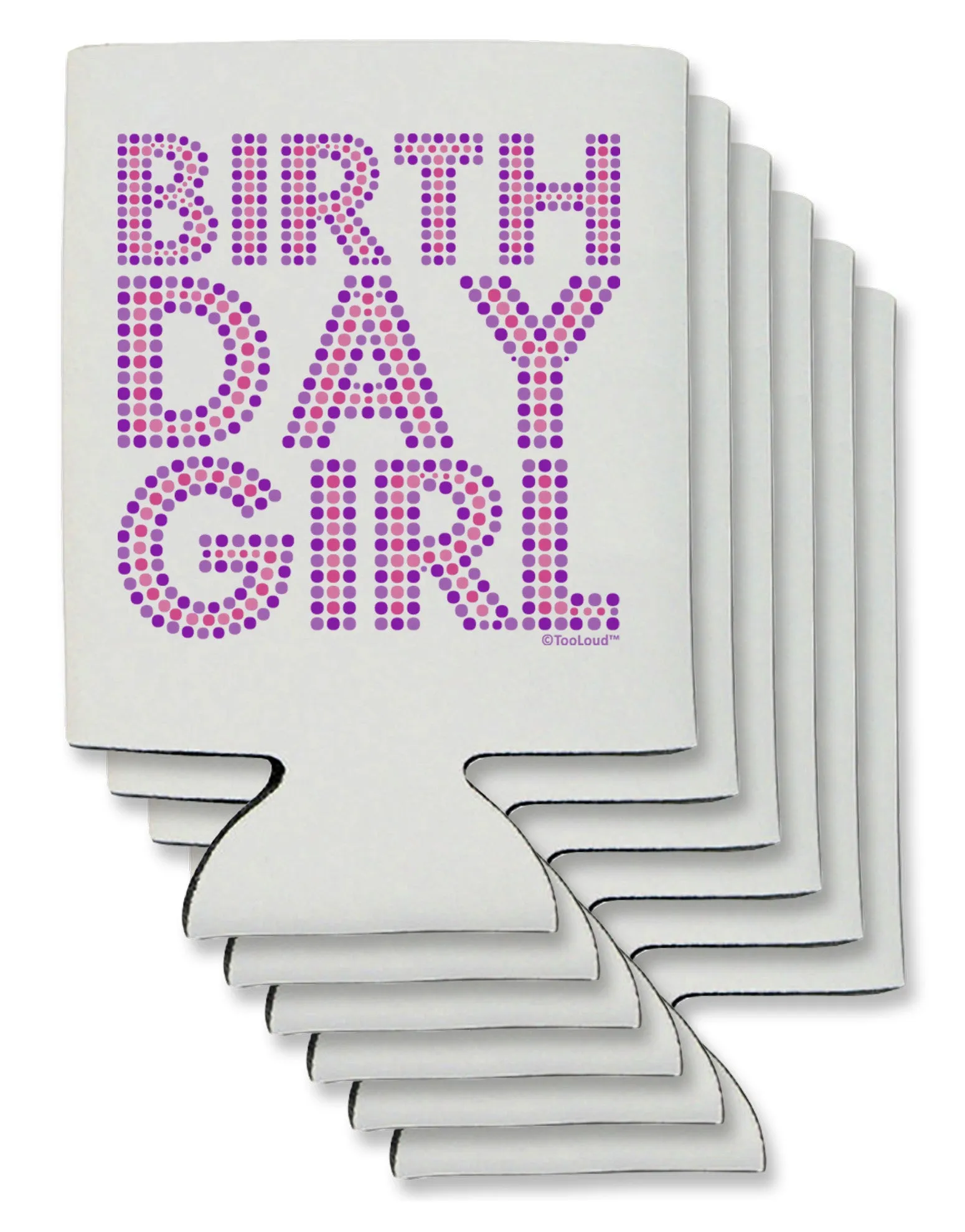 Birthday Girl - Pink and Purple Dots Can / Bottle Insulator Coolers by TooLoud