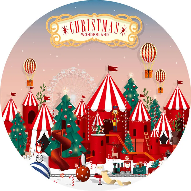 Christmas Wonderland Round Backdrop Christmas Photo Backdrop Decoration