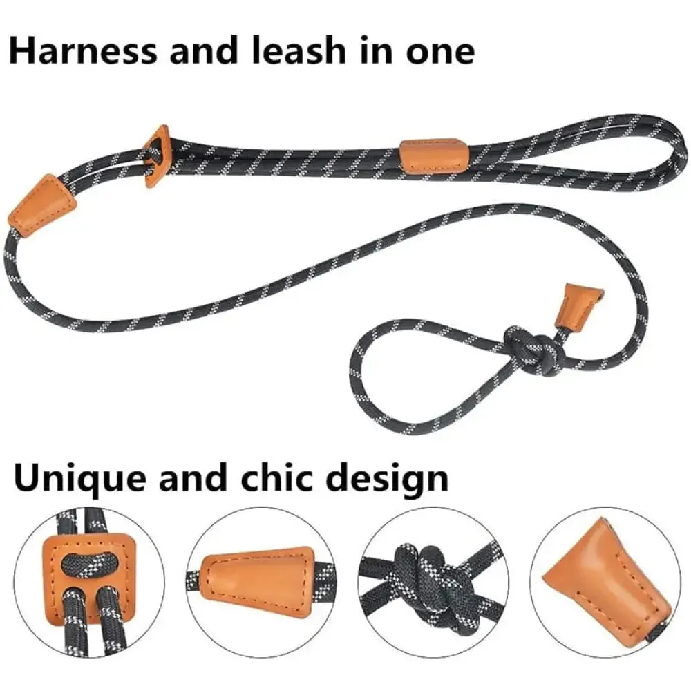 Durable Adjustable Reflective Lightweight Slip Pet Harness and Leash Set for Small, Medium, and Large Dogs