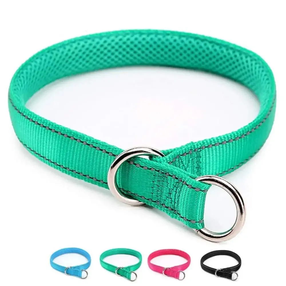 Durable Breathable Reflective Soft Comfortable Nylon Mesh Padded Adjustable Dog Slip Collar