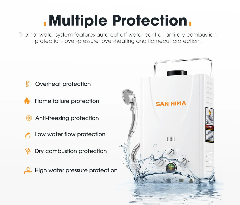 San Hima Portable Gas Hot Water Heater System 8L