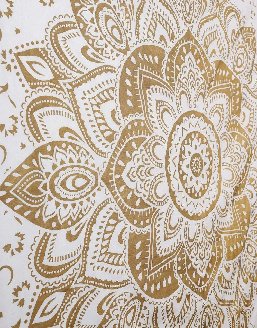 Traditional Mandala Hippie Wall Hanging, Cotton Ombre Tapestry (Golden Flower)