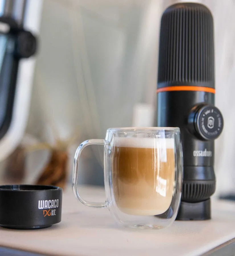 WACACO BUNDLE - Nanopresso - Hand Powered Espresso Machine for Ground Coffee   Dolce Gusto (DG) Kit and DG Capsule Adapter - Black