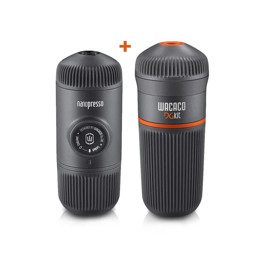 WACACO BUNDLE - Nanopresso - Hand Powered Espresso Machine for Ground Coffee   Dolce Gusto (DG) Kit and DG Capsule Adapter - Black